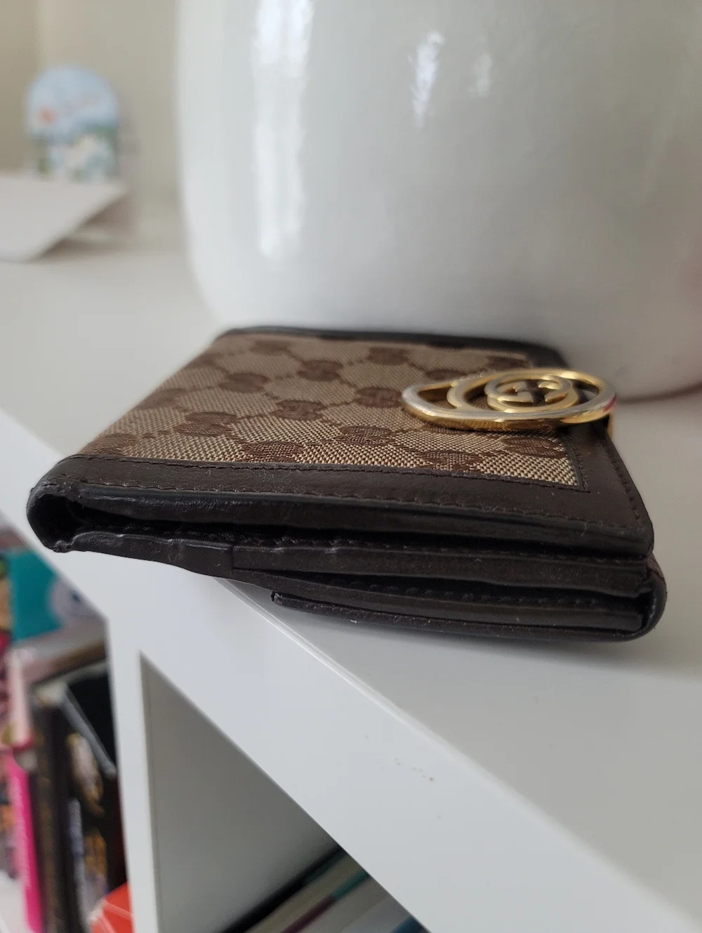Gucci Brown/Beige GG Canvas and Leather Interlocking Icon French Wallet - Picture 6 of 13